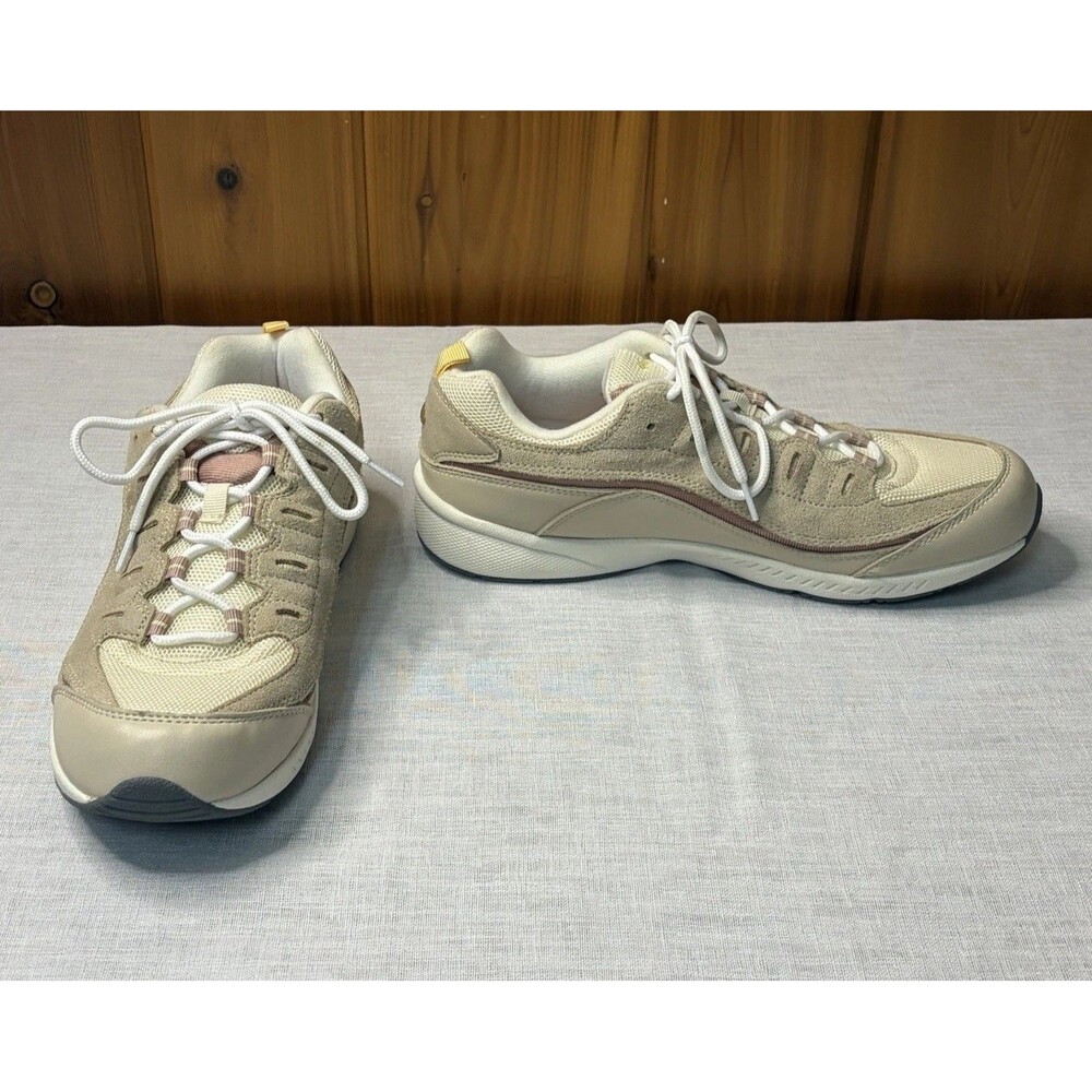 Easy Spirit Women's 11W SeRomy Athletic Sneakers Beige & Pink Leather EUC